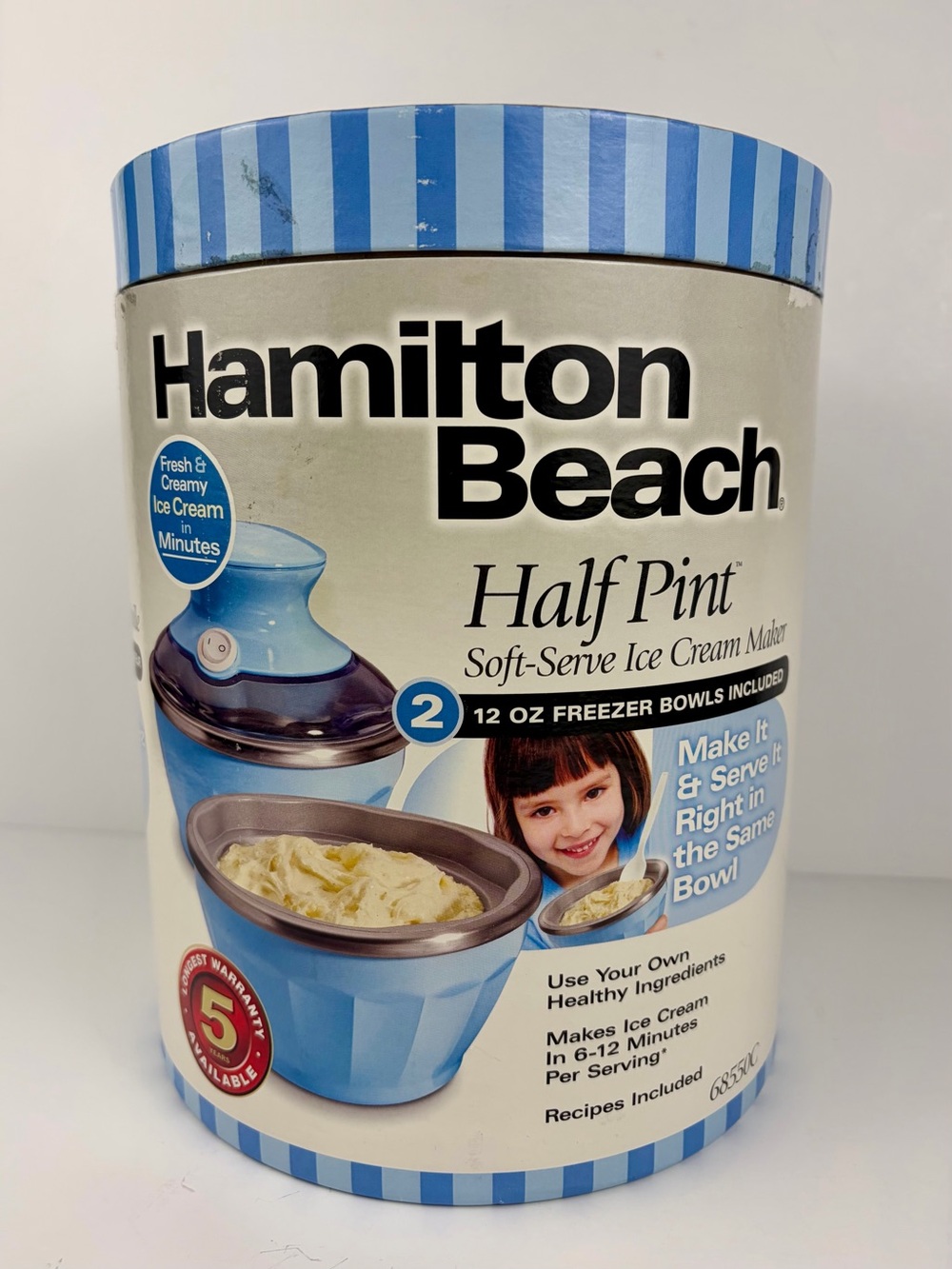 Hamilton Beach Half Pint Soft Serve Ice Cream Maker 68550C Unused Open Box